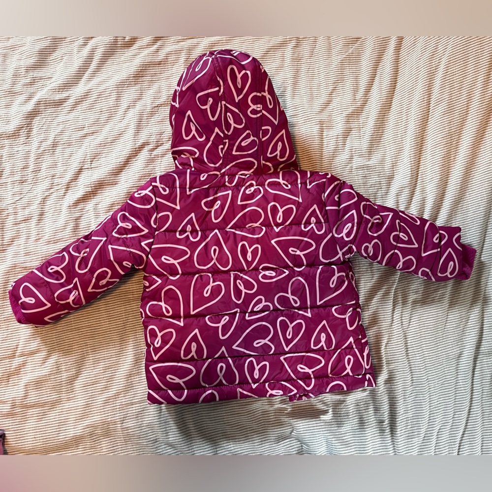 Pink Heart Patterned Hooded Jacket - Picture 3 of 4